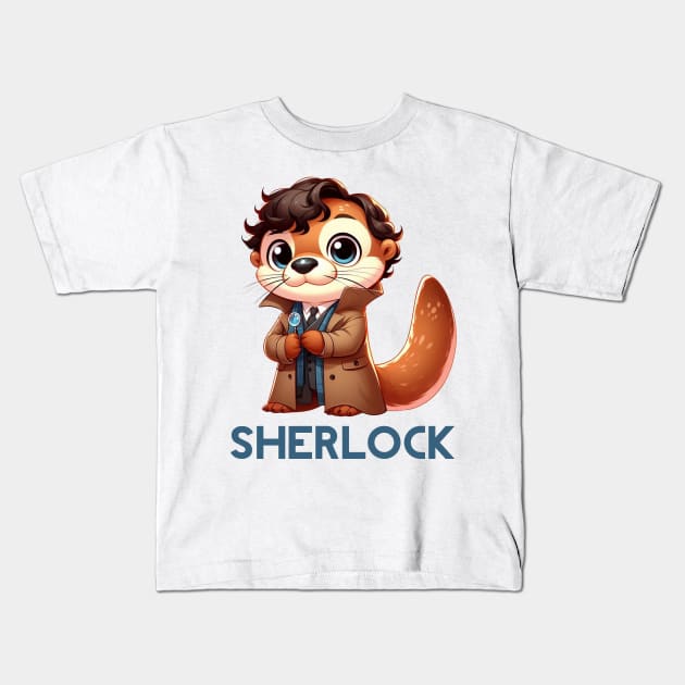 Cute BBC Sherlock Otter Kids T-Shirt by Dmytro